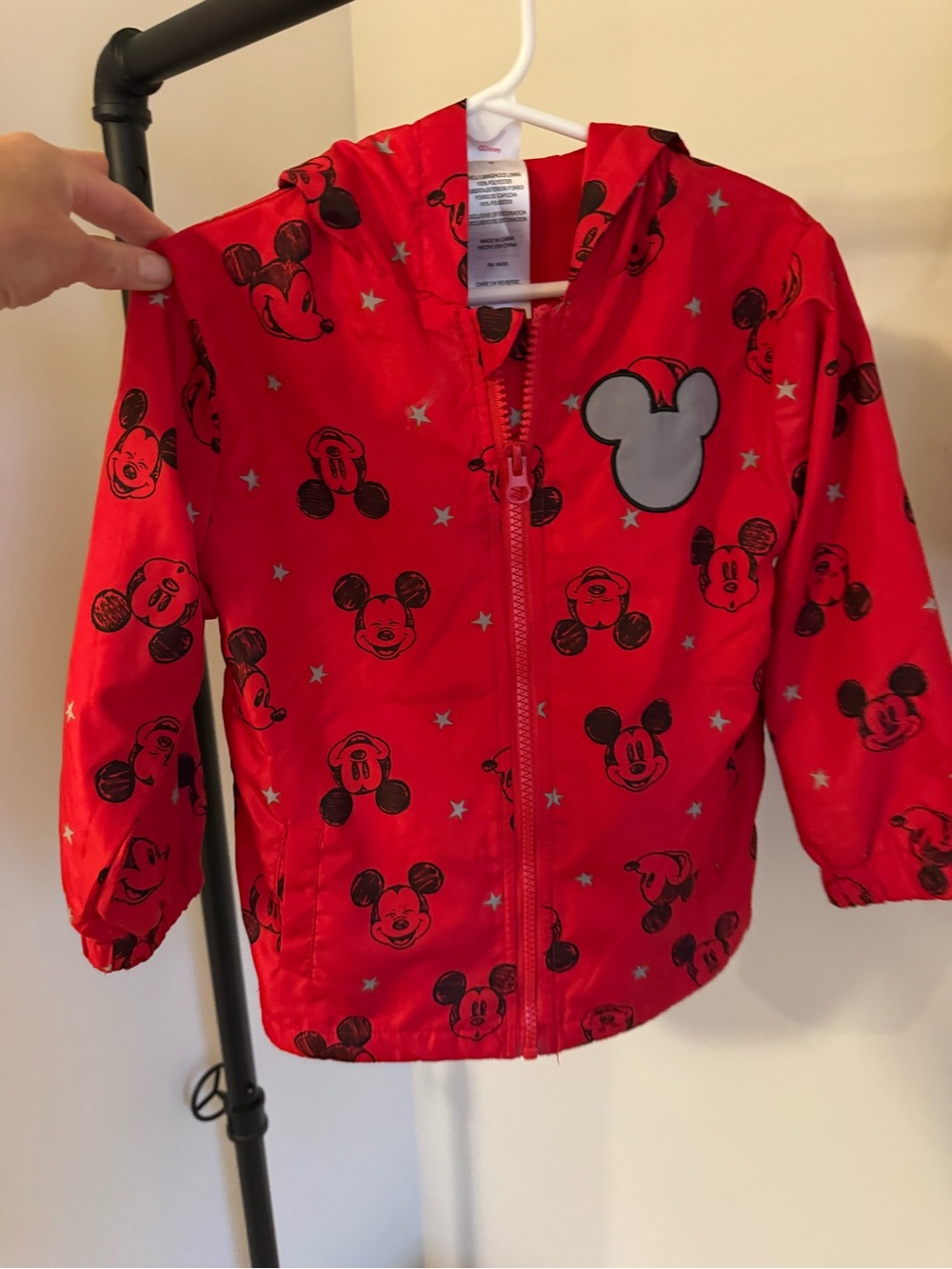 Disney Red Mickey Mouse Hooded Jacket with Black Accents